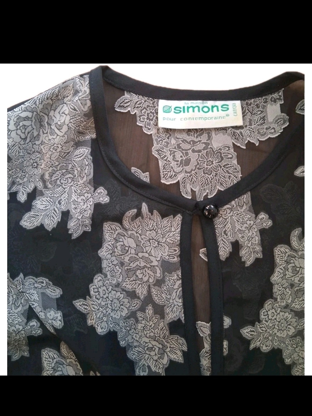 La Maison Simons , Contemporaine, Vintage Sheer Floral Lace Overlay – Like New - Picture 5 of 11